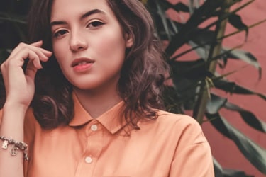 Woman with orange shirt